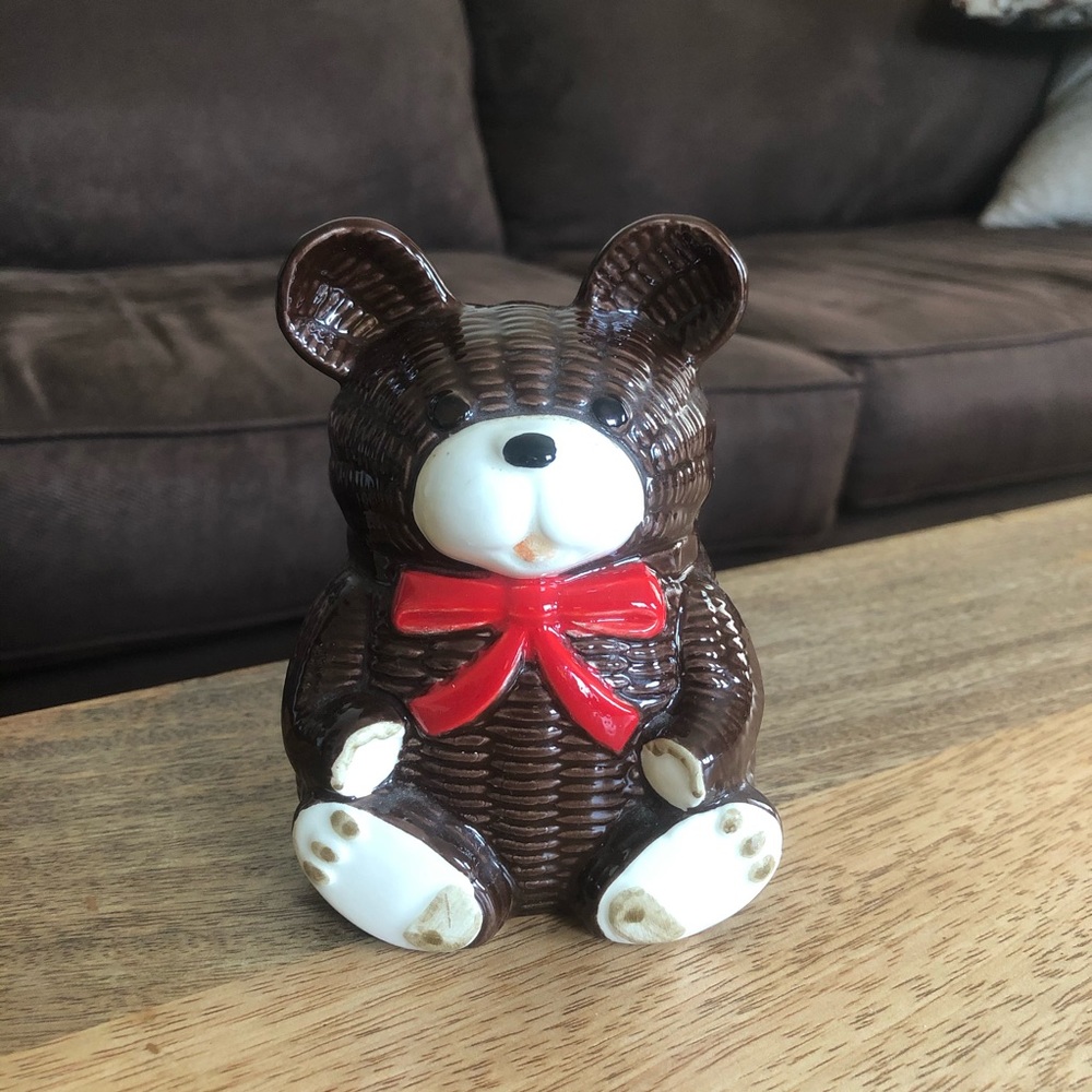 Vintage ceramic teddy bear bank